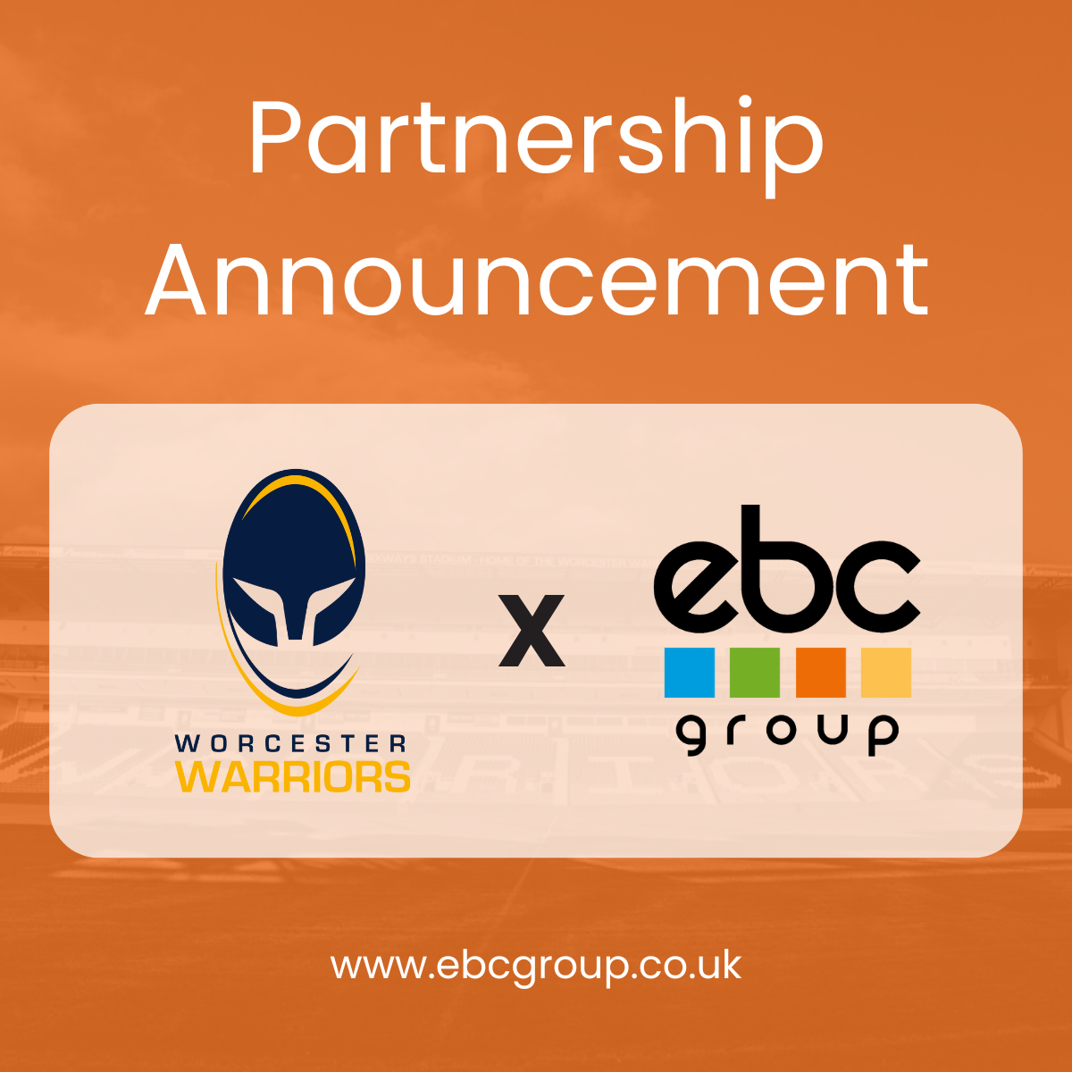 showcasing the worcester warriors logo alongside team sponsors EBC Group
